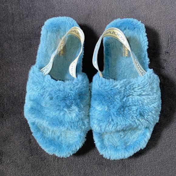 Koolaburra By Ugg Blue Fluffy Slide On Slippers Size Girls 13 - Picture 2 of 5